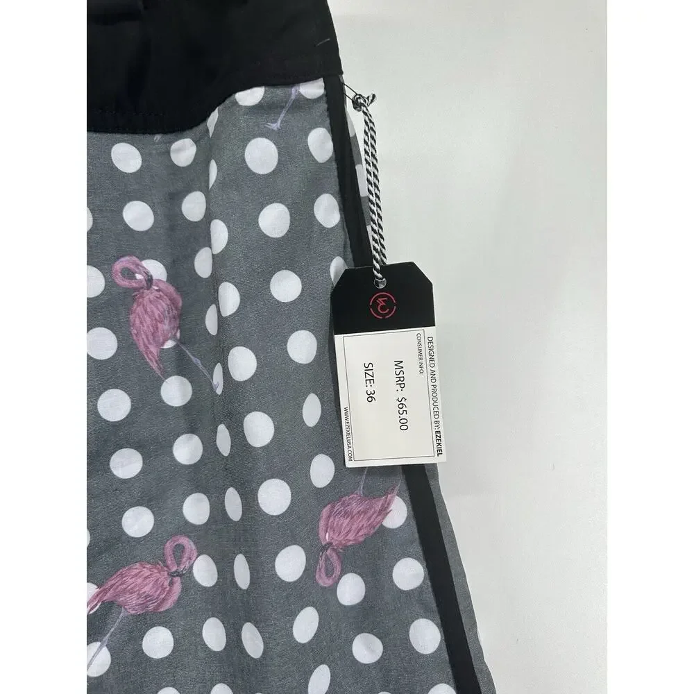 Ezekiel Mens Gray Pink Flamingo Boardshorts Surf Shorts Beach Size 36 Brand New‎